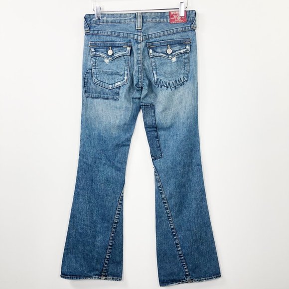 True Religion 27 Joey Patch Distressed Flare Leg V - Picture 2 of 8